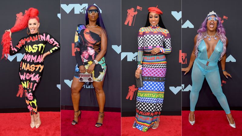 Illustration for article titled Technicolor Sparkles and Flamboyant Energy Dominated the MTV VMAs Red Carpet